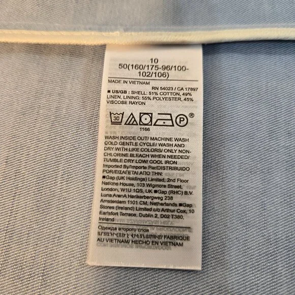 BANANA REPUBLIC Office Sirencore Light Blue Linen Long & Lean Blazer Size 10. - Picture 12 of 16